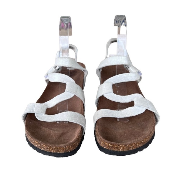 Sundance Italy Moon on the Water Cork Bottom Sandal White Shimmer Sz 10 Comfort - Picture 4 of 16